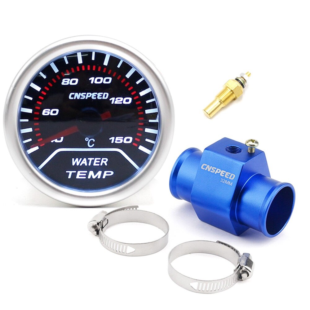 2"52mm smoke 270 Degree water Temperature gauge Water temp meter car meter tachometer with water temperature sensor adapter: with 32mm