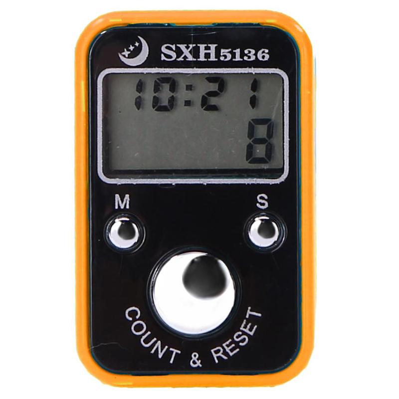 Mini finger counter lcd digital elektronisk tællertæller med tidsfunktion: Orange