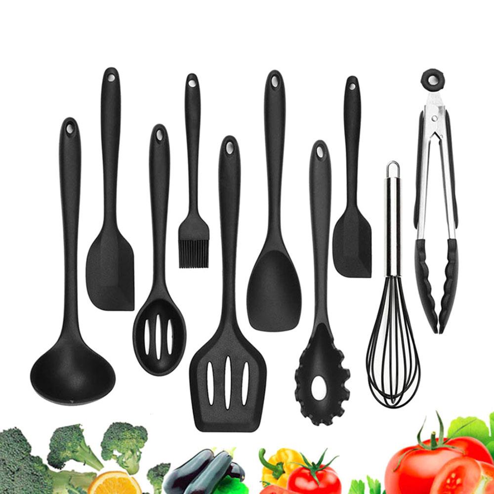 Spoon Black Food Grade Practical Red Durable Kitchenware Slotted Turner Cookware Set Ladle Non-Stick Pan Spatula Colour