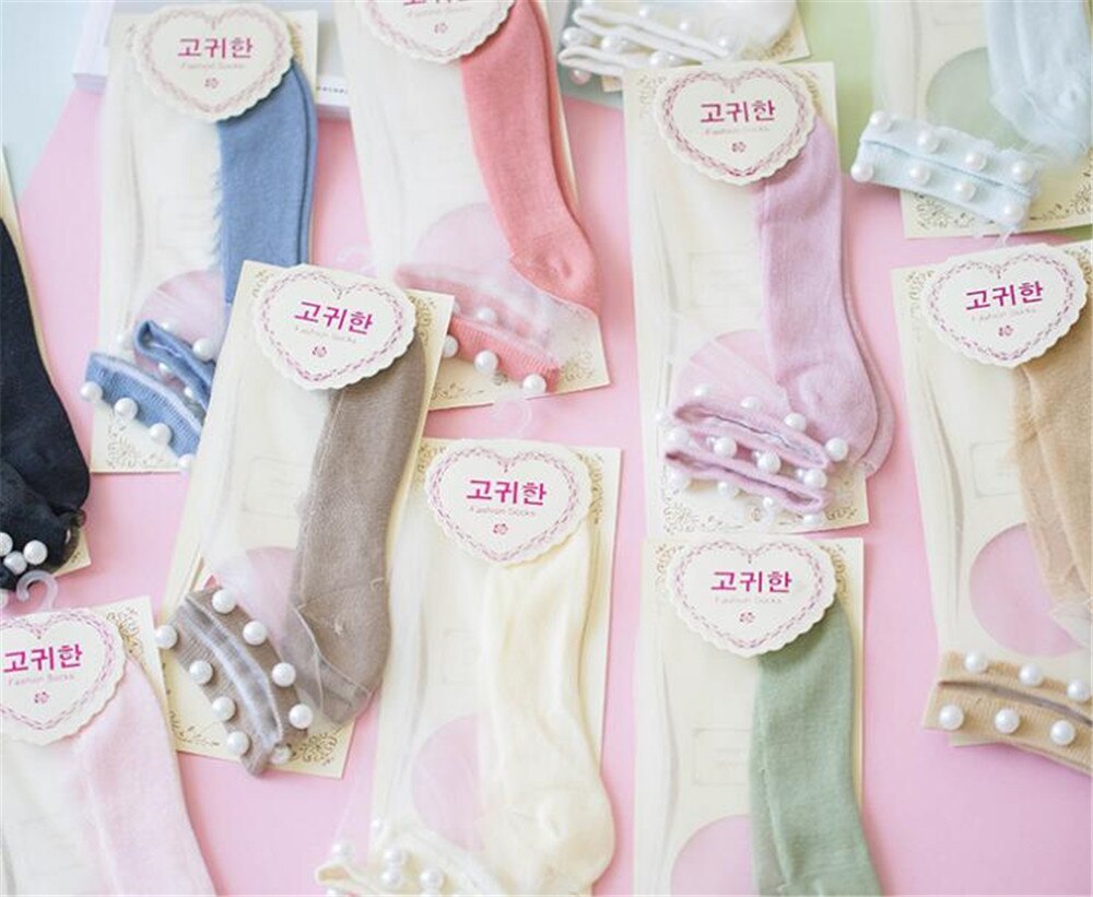 Lolita jeune fille japonaise belle avec perle femme chaussettes courtes multiples couleurs coton Socks B426