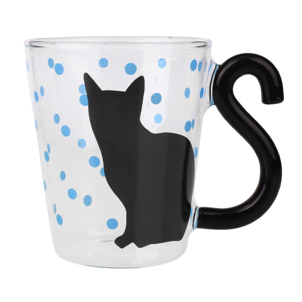 Tea Cup Cat Mug Glass Mug Cat Mug: Blue