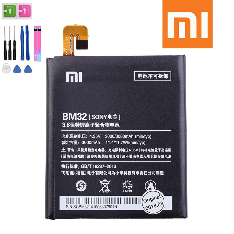 Original Ersatz Batterie Für Xiaomi Mi 4 M4 Mi4 BM32 Echtem Telefon Batterie 3080mAh