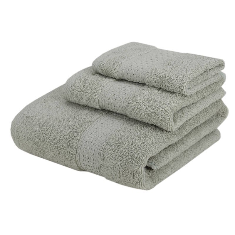 Conjunto de 3 uds. De toallas de baño de algodón suave para adultos, toalla absorbente de felpa de lujo, Sábana de baño playa rostro, toallas básicas para mujer JWYYJ43: light grey