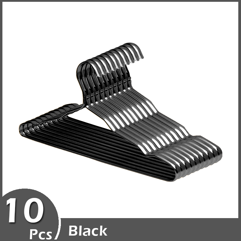 Aluminium Alloy Clothes Hangers 10pcs Coat Hangers Anti-slip Seamless Metal Drying Rack Wardrobe Organizer Clothing Storage Rack: DARK GRAY