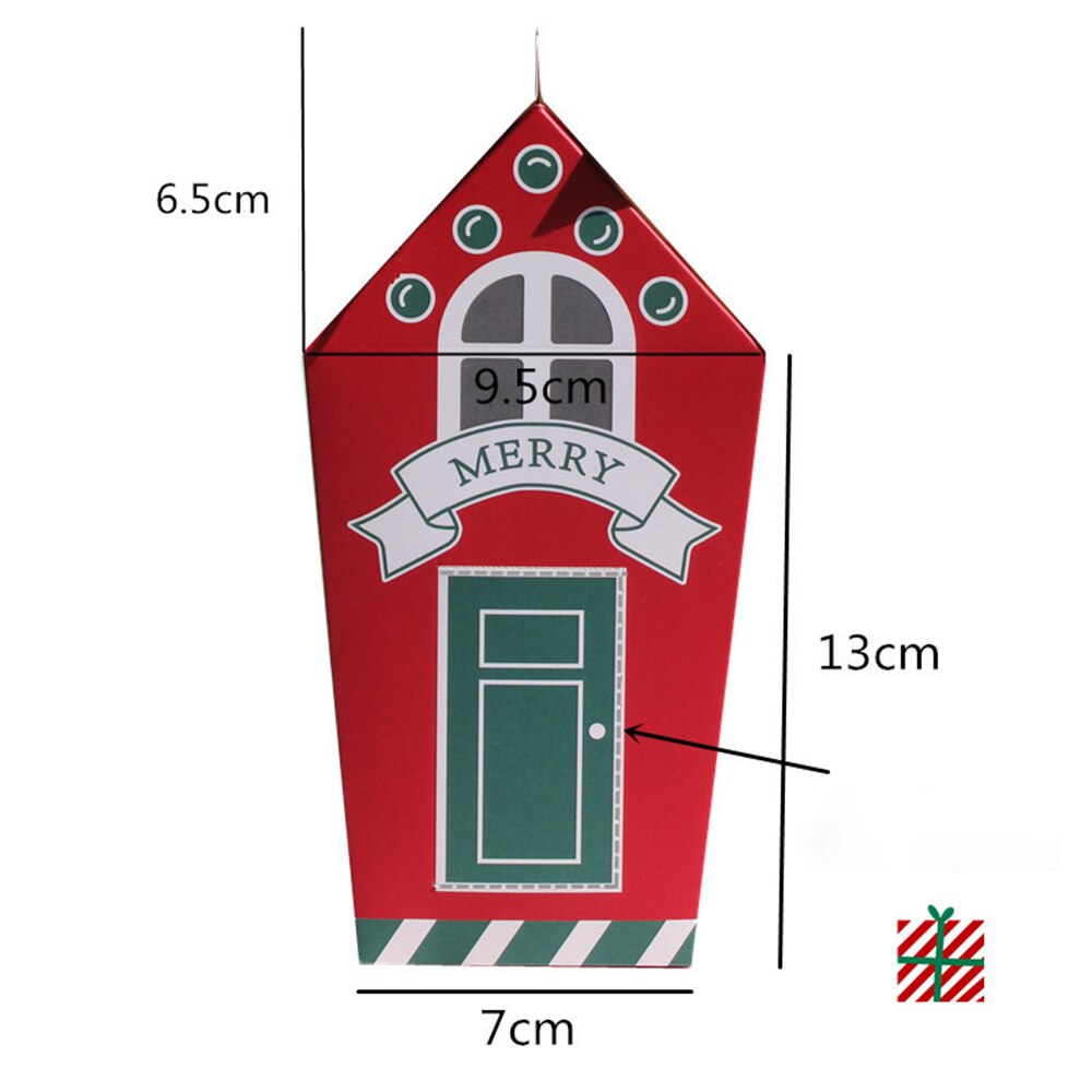 1pc julhus form godispåsar jullåda kakpåsar förpackningslådor julgranshänge festdekorationer