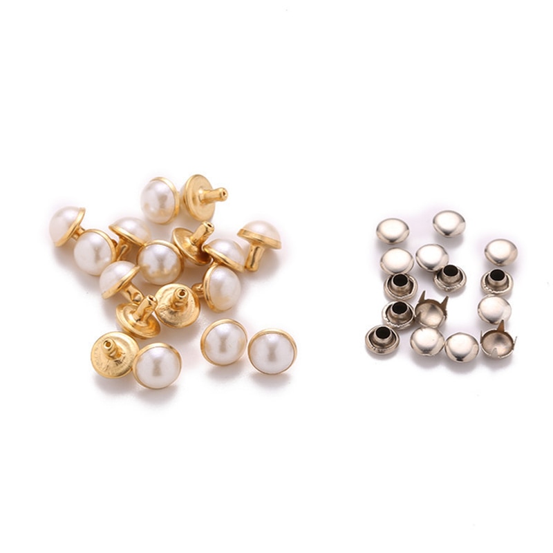 Retro gouden zilveren halve kralen kledingaccessoires parels voor knutselwerkjes schoenen parels voor decoratie kledingbenodigdheden