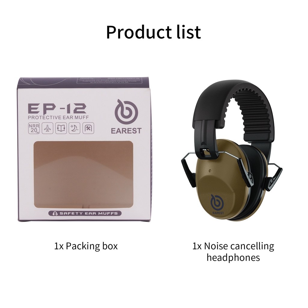 EAREST Protection Ear Muffs Foldable Kids Ear Defenders For Adults Shooting Earmuff NRR 20 dB Noise Reduction Safety Earphone: Military Green