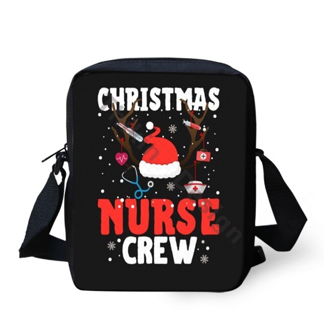 Kerst Verpleegkundige Crew Prints Patroon Schouder Tas Voor Meisjes Crossbody Telefoon Bag Coin Boodschappentassen Mochila: ALQ0030E