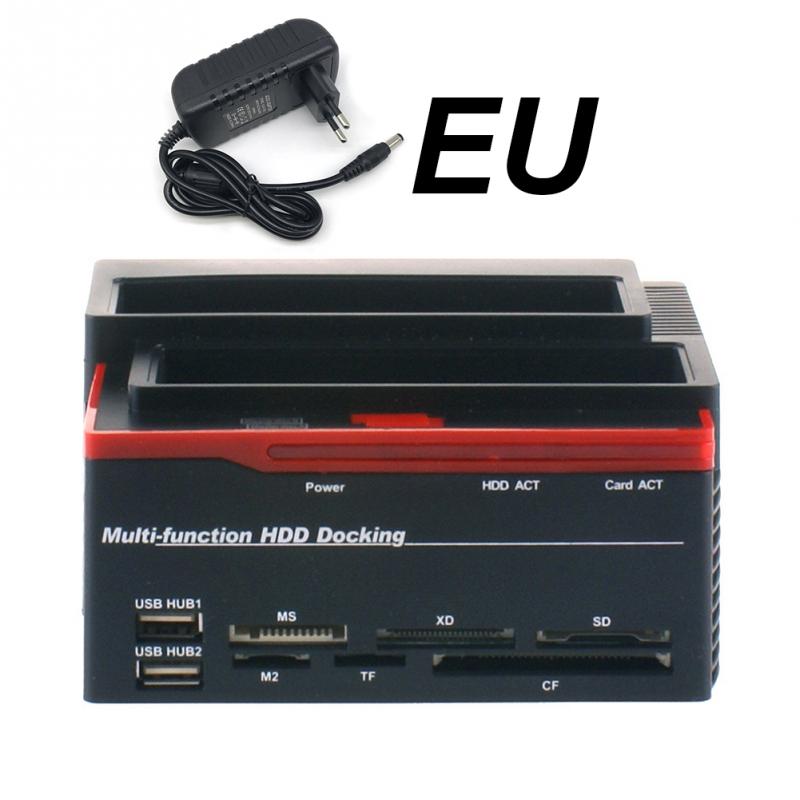 Tudo em um hdd docking/dock station hd duplo sata ide para usb 2.0 2.5 3.5 leitor de disco rígido externo habitação caso caixa hd: EU