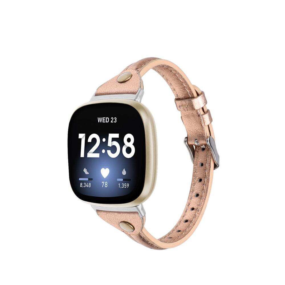 For fitbit versa 3 smartwatch t-formet lærremme for fitbit versa 3 smartwatch stålspennereim for fitbit sense-tilbehør: Rose gull / For fitbit-sans