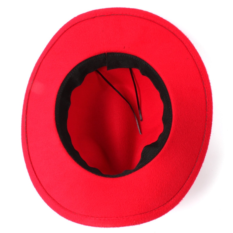 Women Men Wool Hollow Western Cowboy Hat With Wide Brim Felt Cowgirl Jazz Godfather Sombrero Cap Size 56-58CM Punk Belt A35