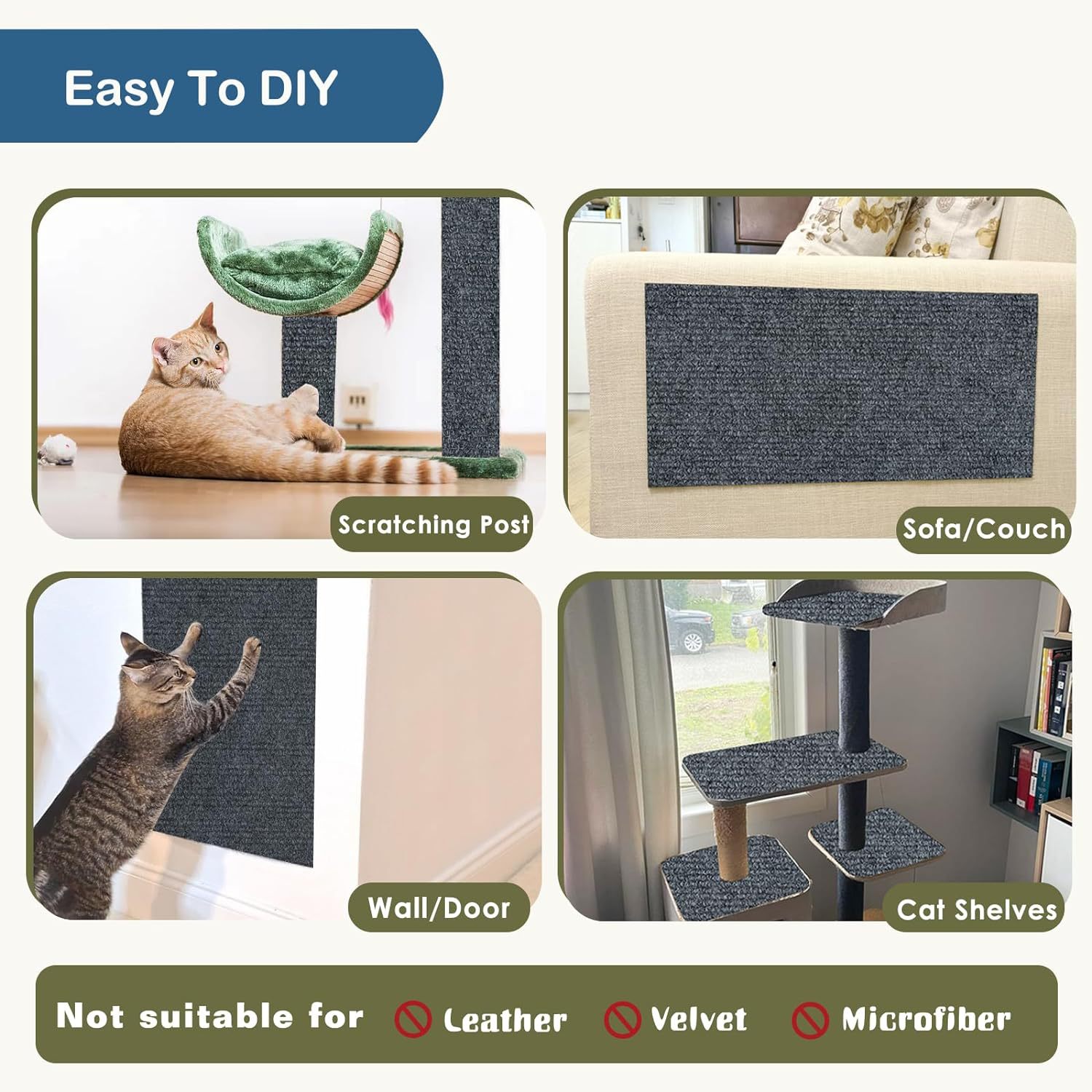 Wand selbstklebend Anti-Katzen-Kratz-Sofa DIY Katzen Kratzschutz Pfoten schärfen trimmbar Teppich Katzen Kratzbrett ﻿