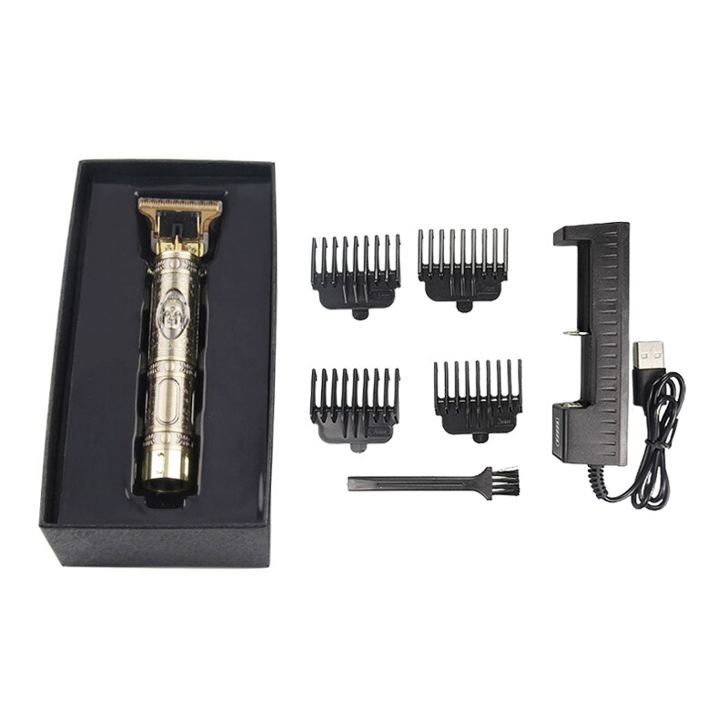 Cortadora de pelo recargable T9 sin cable 0mm Barbero Buda eléctrico recortador de pelo Máquina para cortar cabello pelado Outliner hombres F35: T9-01-WITH BOX
