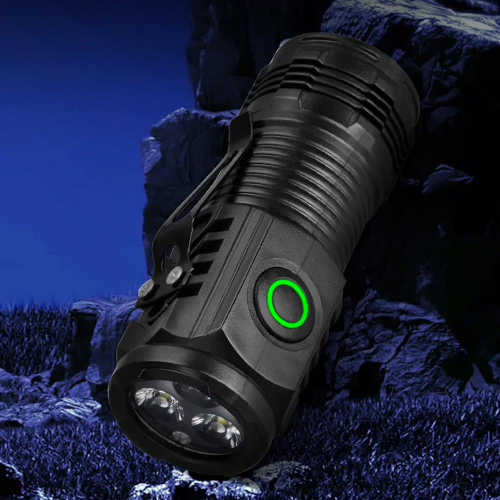 mini ledet-lommelykt usb c oppladbar ipx 4 vanntett lommelykt 3 lyskjerner kraftig lommelykt til camping i nødstilfeller