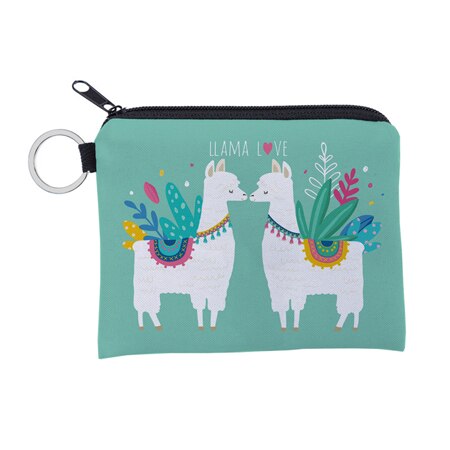 Jomtokoy alpaca udskrivning vandtæt pung kort nøglepose lille lynlås mønt pung kortholder mini firkantet tegnebog: Lqb 3011