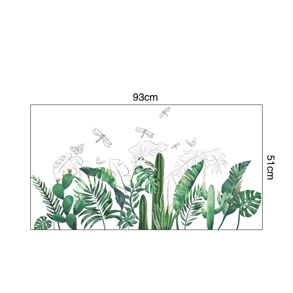 Grön växt vägg klistermärke diy blad strand tropiska växter lämnar vägg klistermärken modern konst vinyl dekal väggmålning  #t2p: B