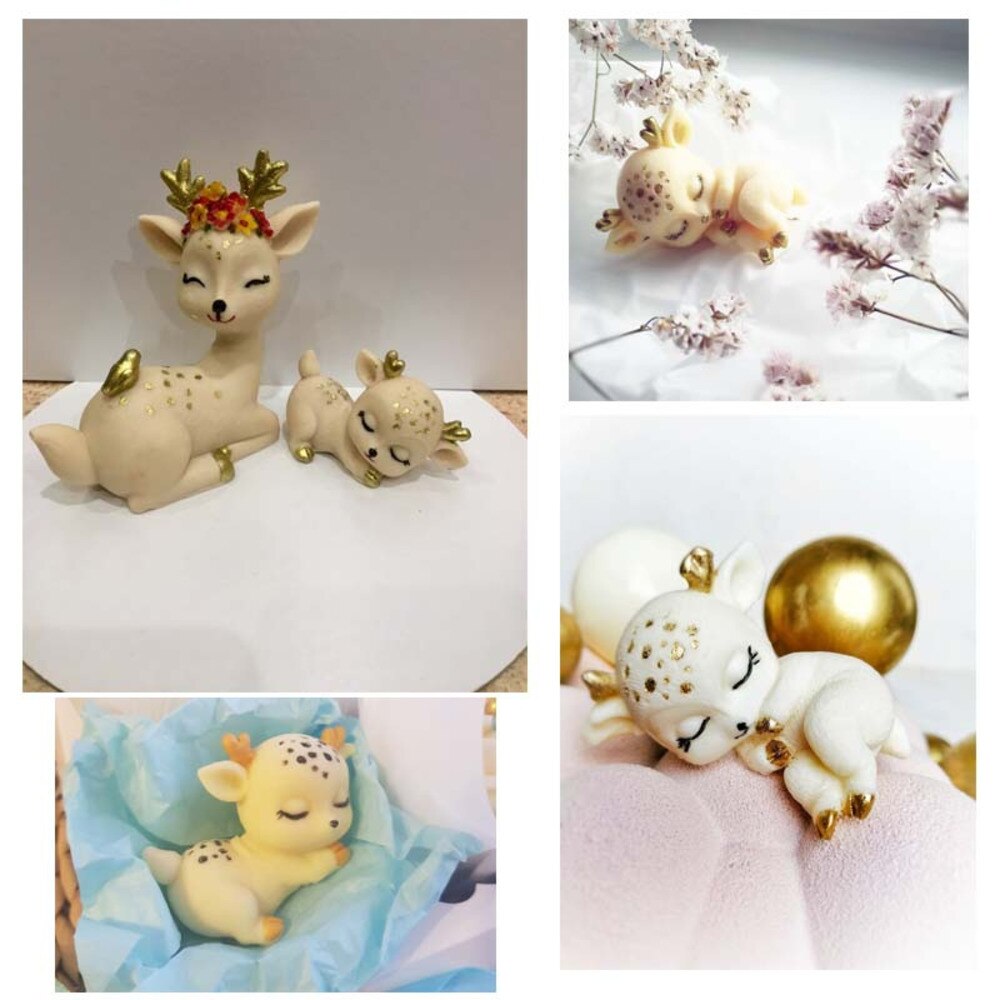 Moule en Silicone cerf Sika, bricolage 3D, bougie de noël, fabrication de savon, argile animale, outils décoratifs, Mastic, ornements en gypse