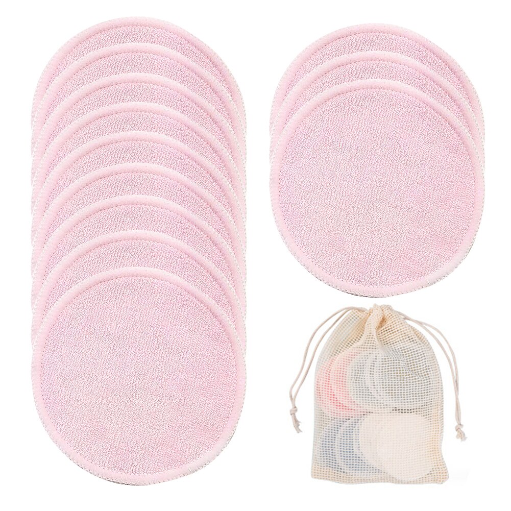 12pcs/Pack Reusable Bamboo Fiber Washable Rounds Pads Makeup Removal Cotton Pad Cleansing Facial Pad Cosmetic Tool Skin Care: 12pcs Pink
