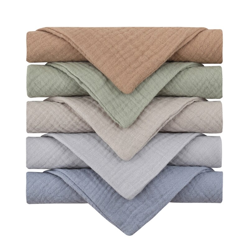 5 Pcs/set Soft Cotton Baby Face Towel Bath Towel Absorbent Gauze Newborn Burp Cloths Kids Washcloth Handkerchief Feeding Towel: square towel-3