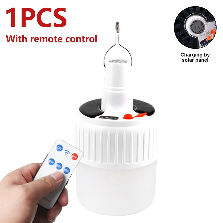 100W LED-campinglamp op zonne-energie Oplaadbare LED-bubbelwerklamp op zonne-energie met afstandsbediening Noodverlichting Tentwandelverlichting: 4.5w