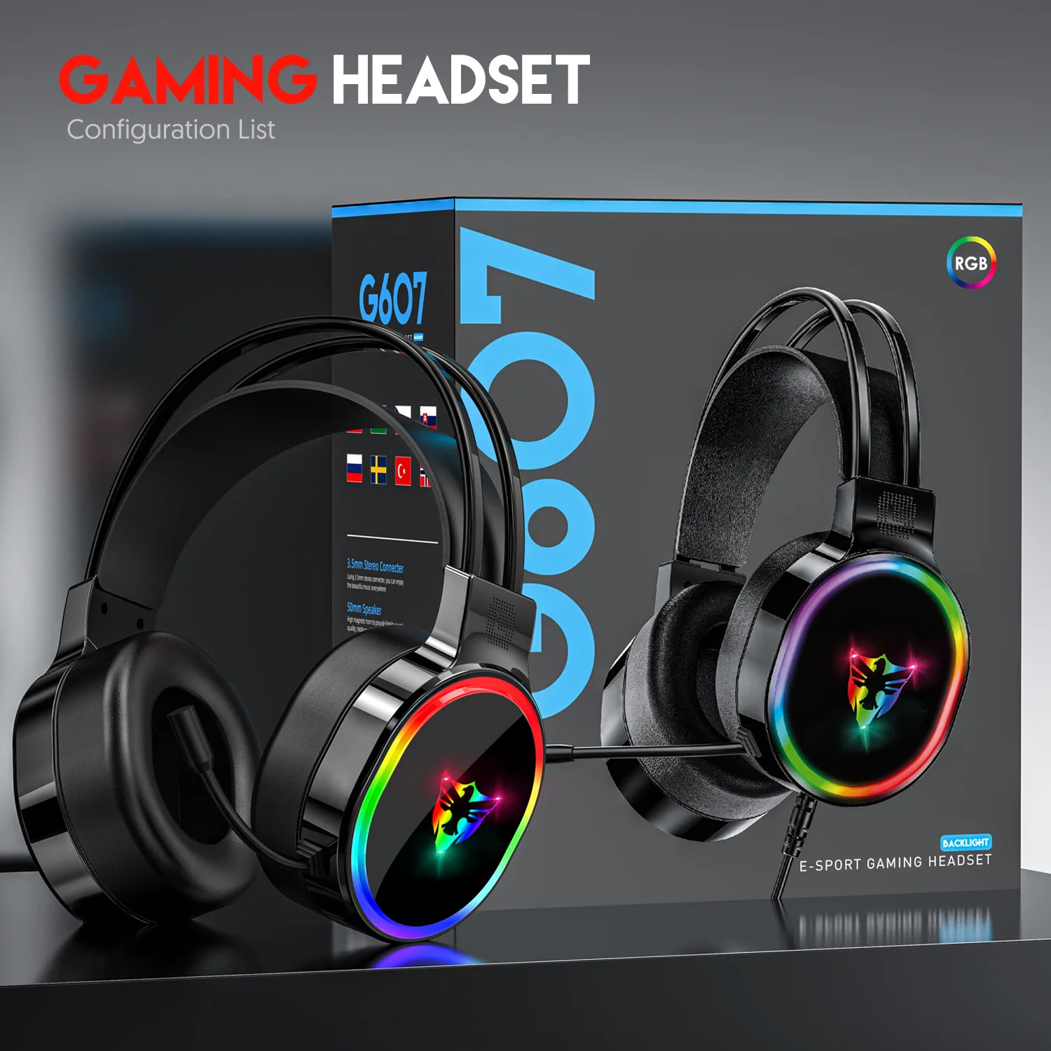G607 Bedrade gamingheadset Neutraal 7.1-kanaals Esports-gefactureerd met microfoon voor meeslepende audio-ervaring