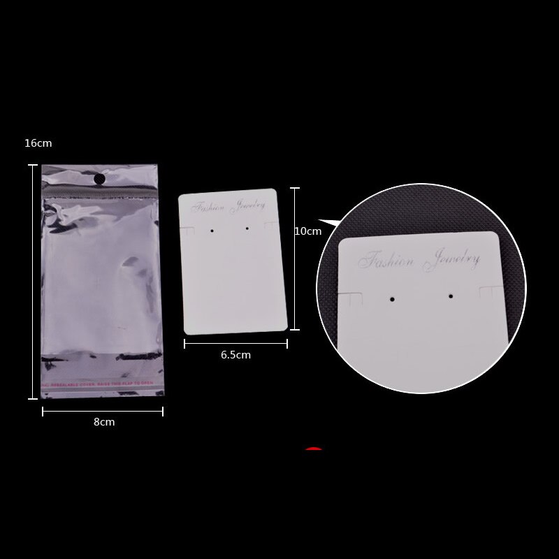 YYW 100pcs White Rectangle Paper OPP Bag Price Display Jewelry Brooch Pendant Necklace Bracelet Rings Hair Display Cards: 12