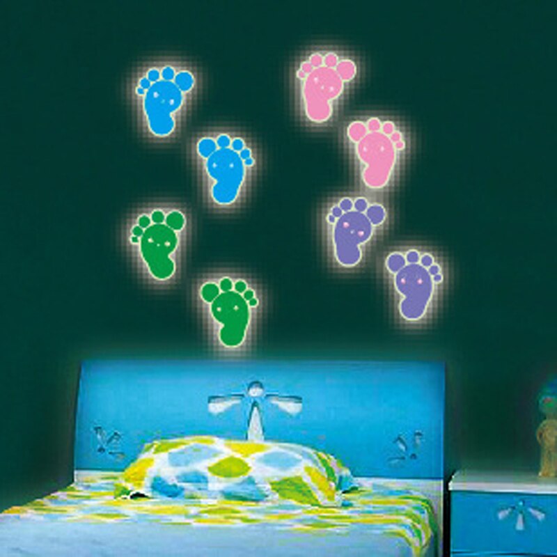 Leucht fußabdrücke Boden aufkleber für freundlicher Baby zimmer badezimmer boden dekoration Heimat Dekor decals glühen in das dunkel Zauberstab aufkleber