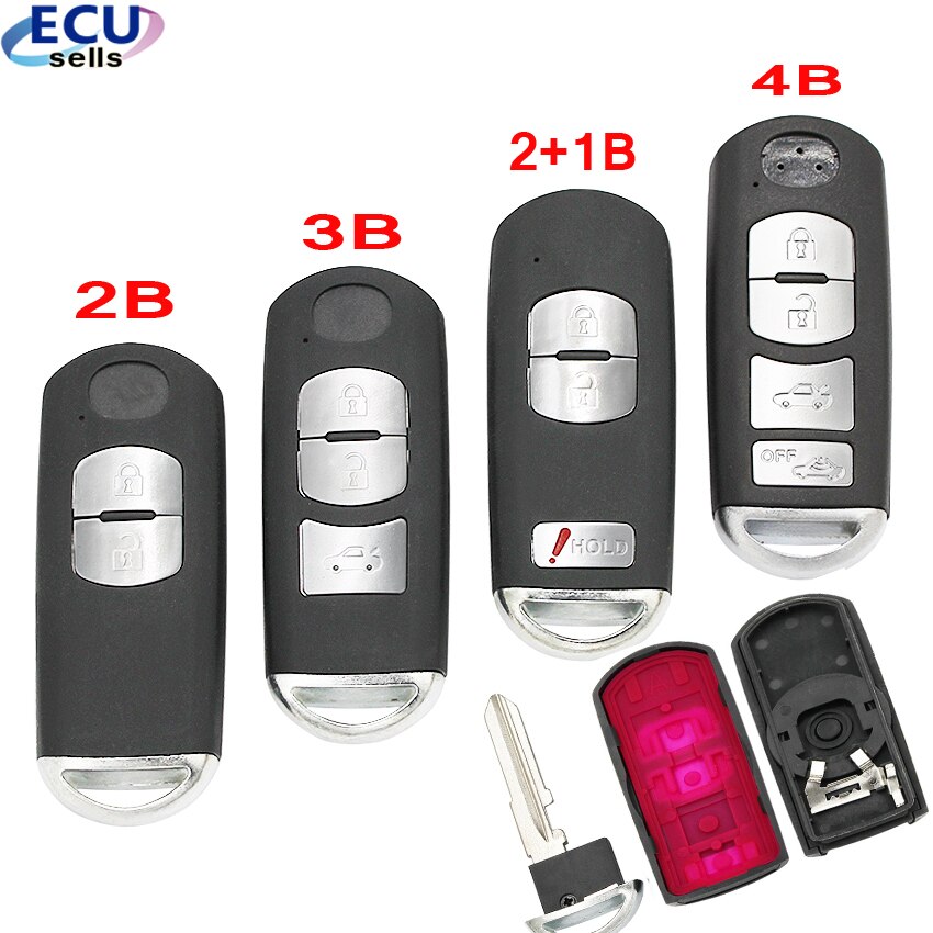 2/ 3/ 2+1/4 Buttons Replacement Remote Key Shell FOB for Mazda 3 6 - SKE13D-01 FCC ID: WAZSKE13D01 wit Emergency Key