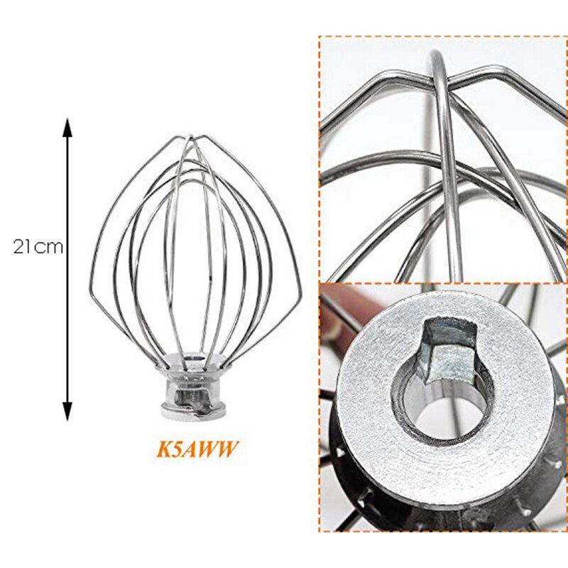 K5AWW Replacement Wire Whip for KitchenAid Vertical Mixer Aid, 5 Quart Lift Bowl 6-Wire Whip Attachment Accessories