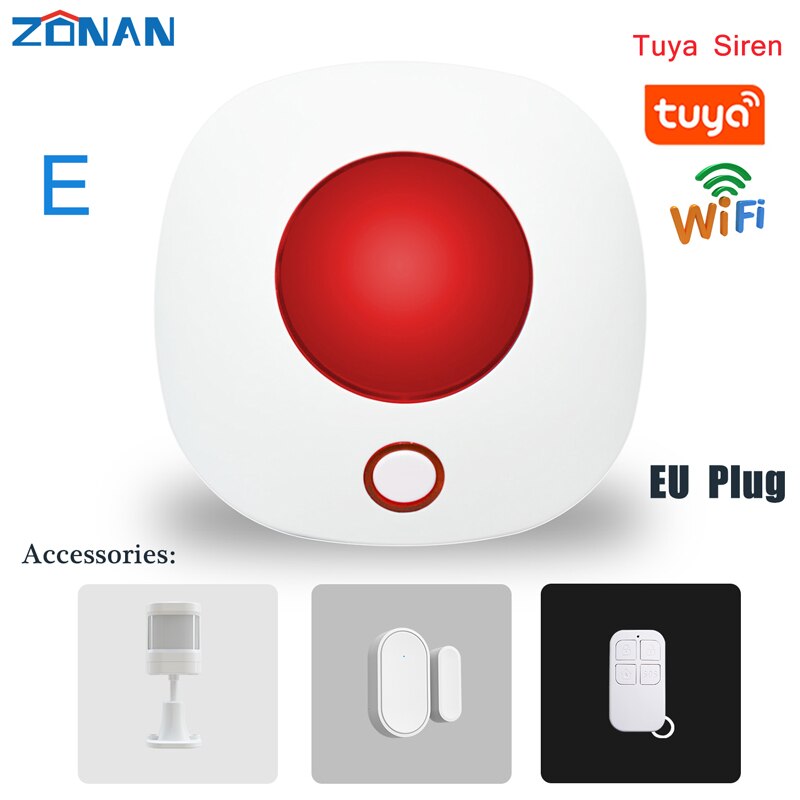 ZONAN SN11 Tuya Wifi Light Siren Alarm 100dB Loudspeaker Indoor Wireless 433MHz Strobe Siren Security for 4G Gsm Alarm System: SN11 KIT-EU-1PCS