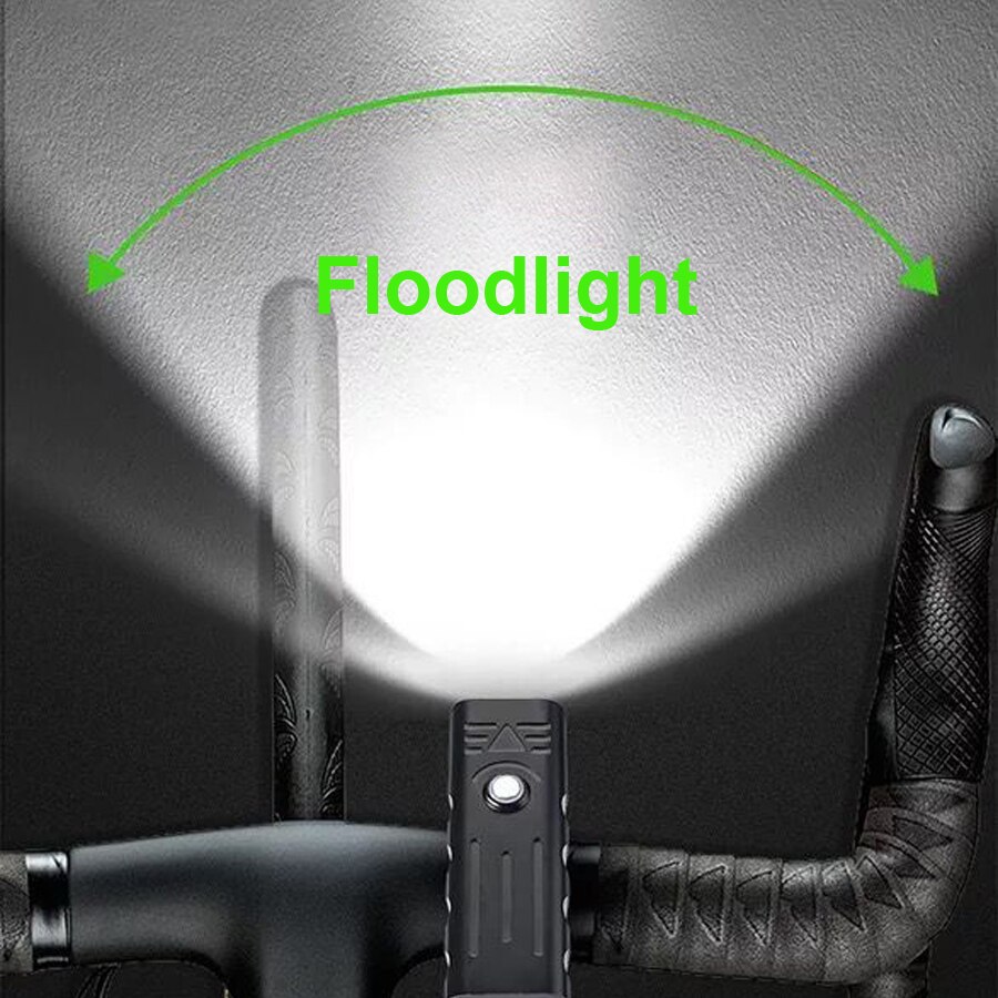 Luz LED súper brillante para bicicleta, faro delantero y trasero de 10000 lúmenes, recargable vía USB, 3000 mAh, 5T6