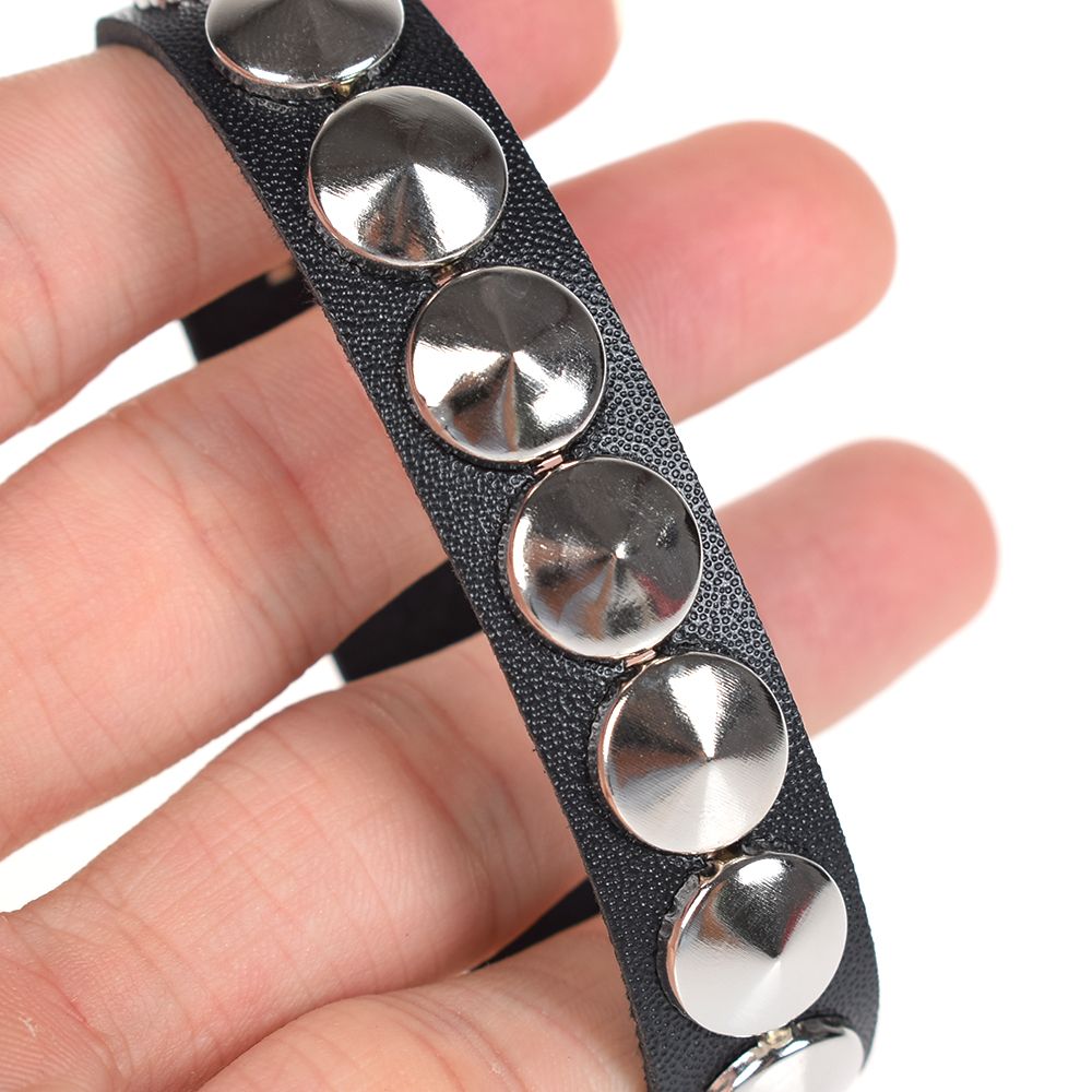 Pulsera Punk Unisex para hombre y mujer, brazalete de cuero negro con cono de remache de punta, estilo callejero para