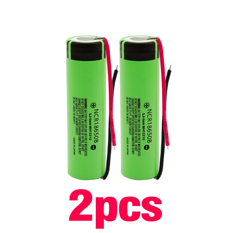 100% 18650 battery 3400mah 3.7v lithium battery for NCR18650B 3400mah Suitable for flashlight battery+ diy line: 2pcs
