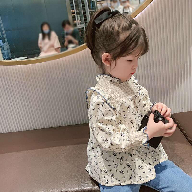 Baby Shirt Koreaanse Meisjes Bloemen Shirt Kinderen Puur Katoen En Najaar Lange Mouwen Top Baby Shirt