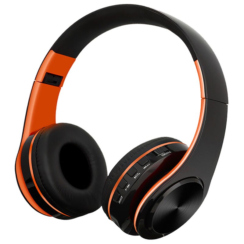 B7 Bluetooth Headphones Wireless Stereo Earphones Foldable Low Bass Headset Adjustable Earbuds With Microphone/TF Card: Orange Black