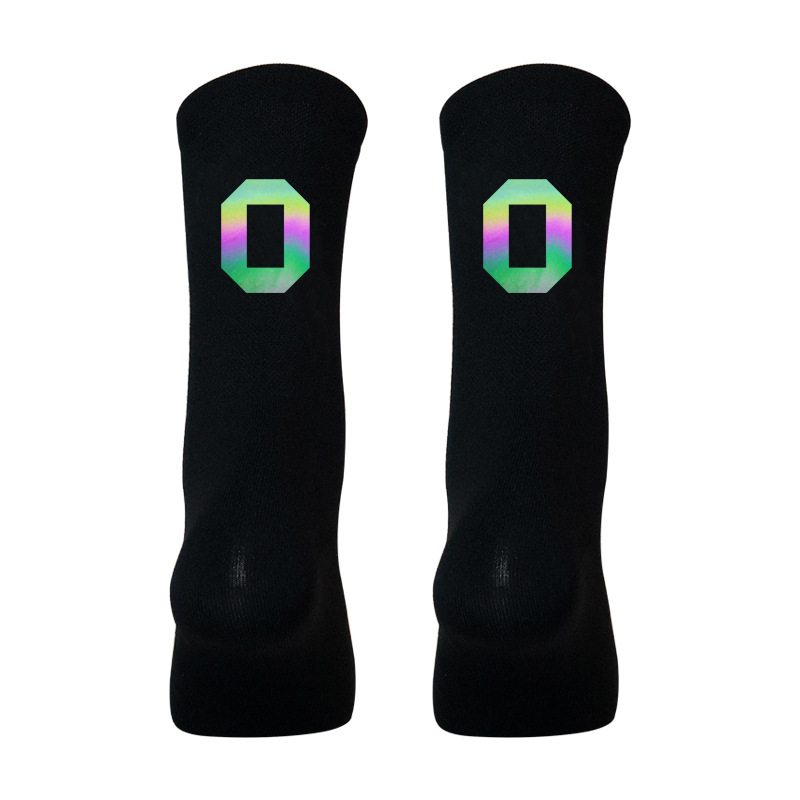 1 para kolorowe odblaskowe skarpety rowerowe sporty rowerowe oddychające szybkie suche Knitting Mid-tube wiosna letnie skarpetki damskie i męskie: BLACK10