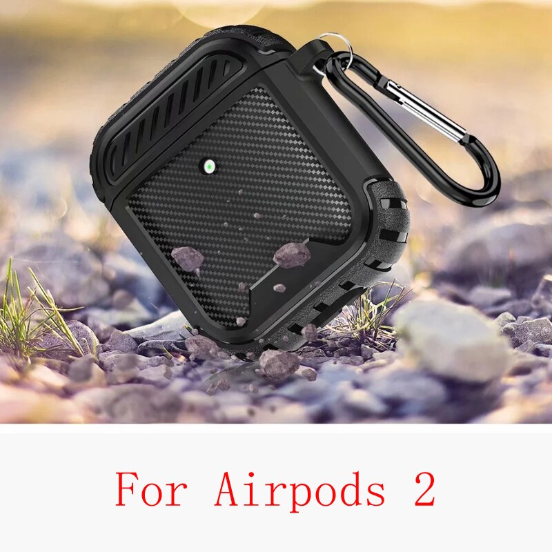 Carbon Fiber Earphone Case for Apple Airpods Pro Case for Airpods 1 2 3 Soft Shell Shockproof Cover Case for Air pods 1 2 3 Pro: For Airpods 2 Black
