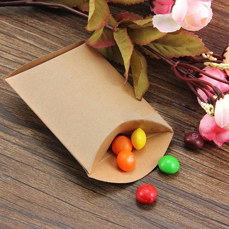 50pcs Cute Kraft Paper Pillow Favor Candy Boxes Supply Wedding Party Favor Bag