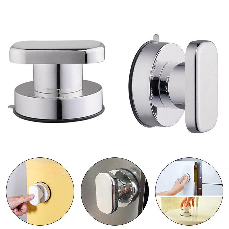 1PCS Super Suction Glass Door Handle Free Punching Sliding Door Drawer Cabinet Kitchen Suction Cup Handle Pull Knob Furniture
