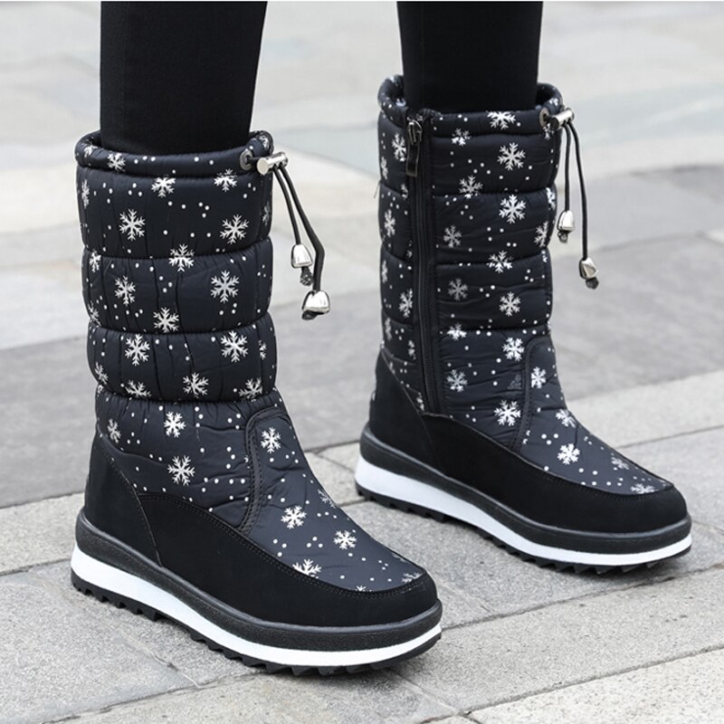 Stivali invernali da donna 2021 nuovi stivali da neve neri scarpe invernali da donna stivali alti termici da esterno impermeabili e antiscivolo