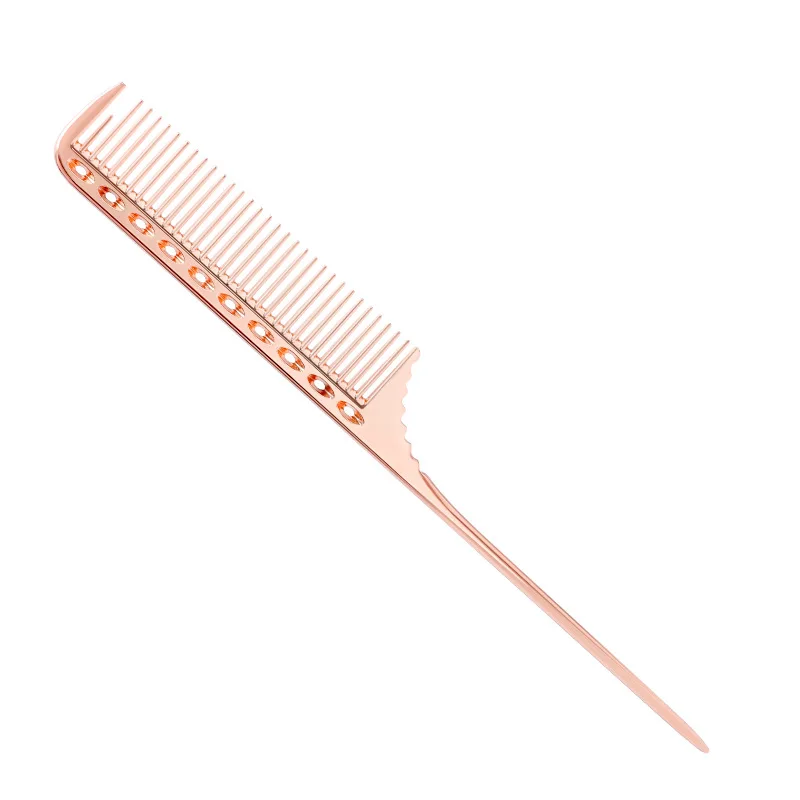 Peines de peluquería de Metal con cola de rata, peine de corte de pelo de aluminio para salón, peine de separación, cepillo de pelo rizado, herramientas de peluquero: Verde