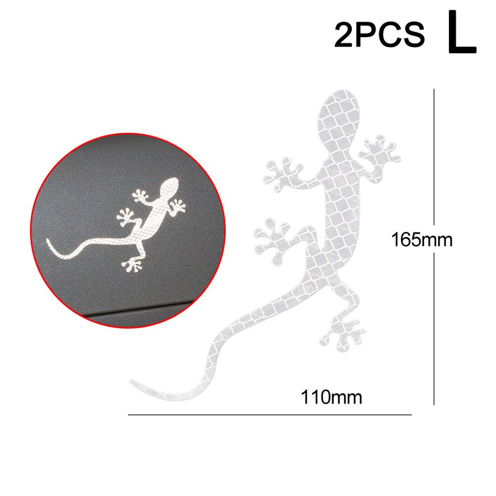 Auto Reflektierende Streifen Gecko Form Warnband Reflektor Aufkleber Decals Mark für Nacht Fahren B2Cshop: white  L  2pcs