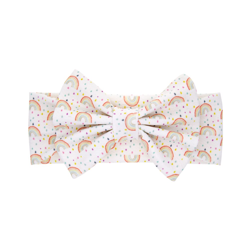 Gorros para bebé con lazo, cinta ancha para la cabeza con estampado Floral, accesorios para el cabello, diadema de princesa para niño pequeño, tocados,: D