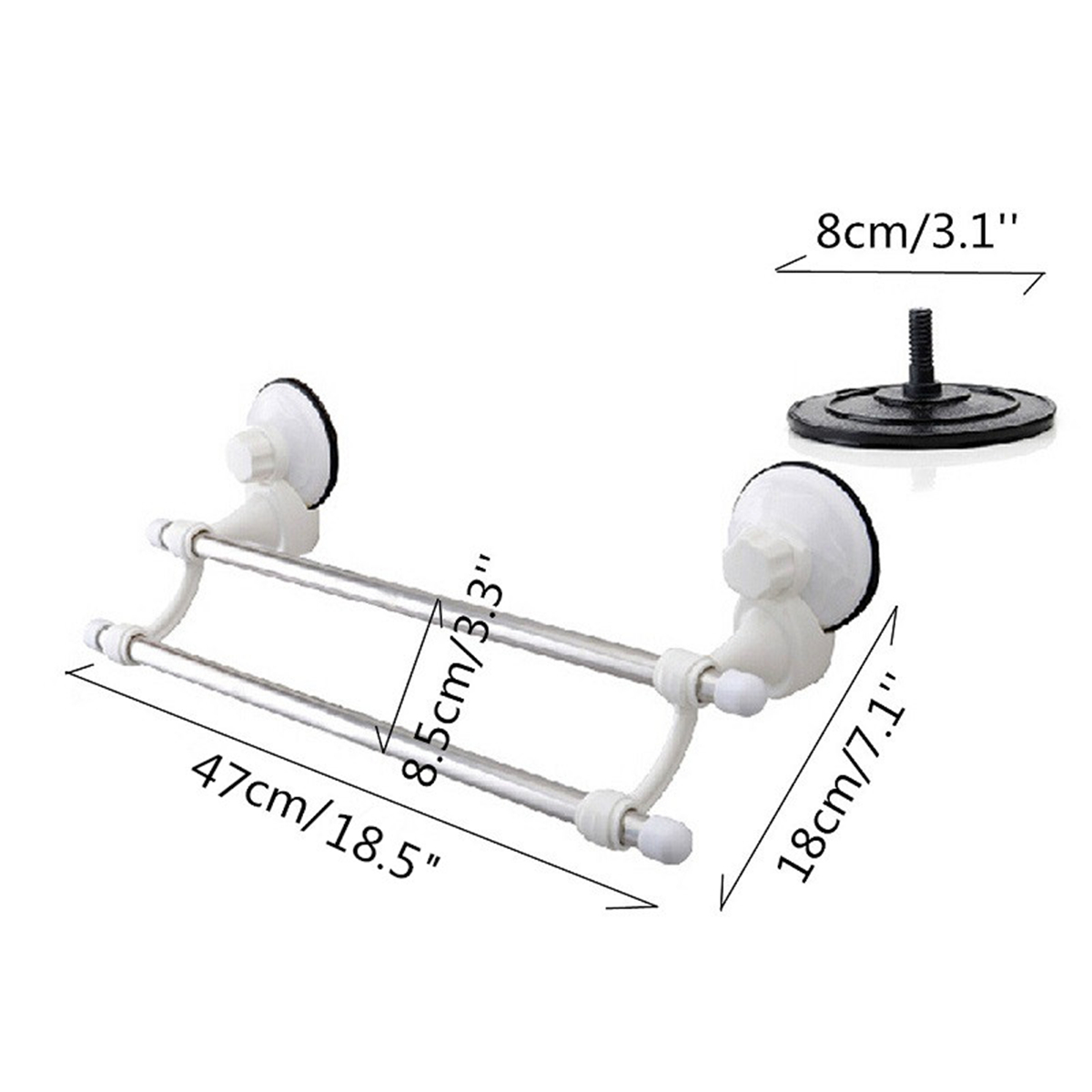 18.5 inch Dubbele Bars Zuignap Handdoeken Rail Houder Magazijnstellingen Wandmontage Rvs Badkamer Organisator Keuken Hotel