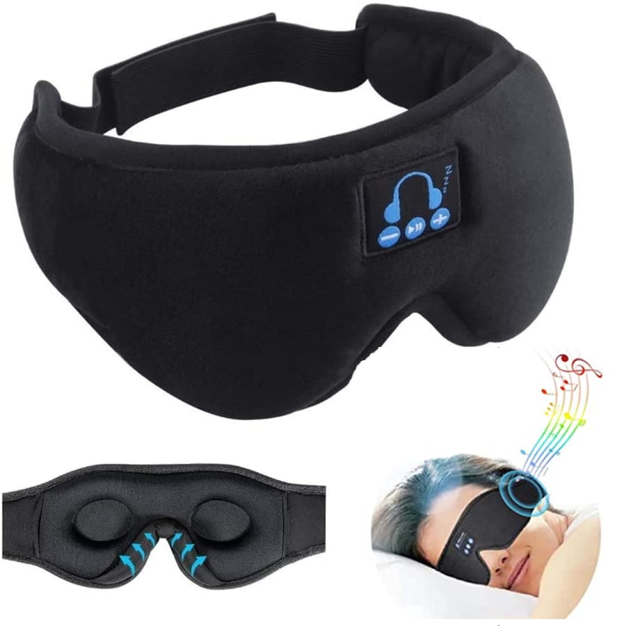 Auriculares inalámbricos para dormir, audífonos con Bluetooth 5,0, máscara de ojos 3D con micrófono para dormir de lado, transpirables, llamada de viaje y música
