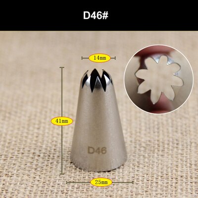 Medium Bloem Tips Rvs Icing Piping Nozzles Cake Decorating Pastry Tip Sets Cupcake Gereedschap Bakvormen: D46