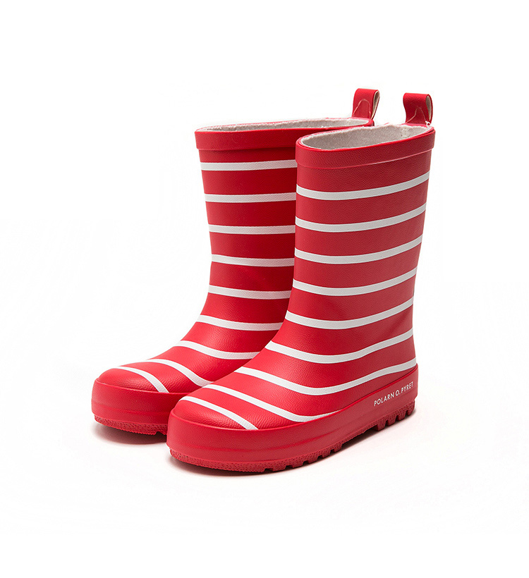 Kinderen Streep Regen Laarzen Jongens Meisjes Mid-Kalf Waterdichte Regen Laarzen Rubber Anti-Slip Water Schoenen Voor school Jongen Meisje Rood: Rood / 9