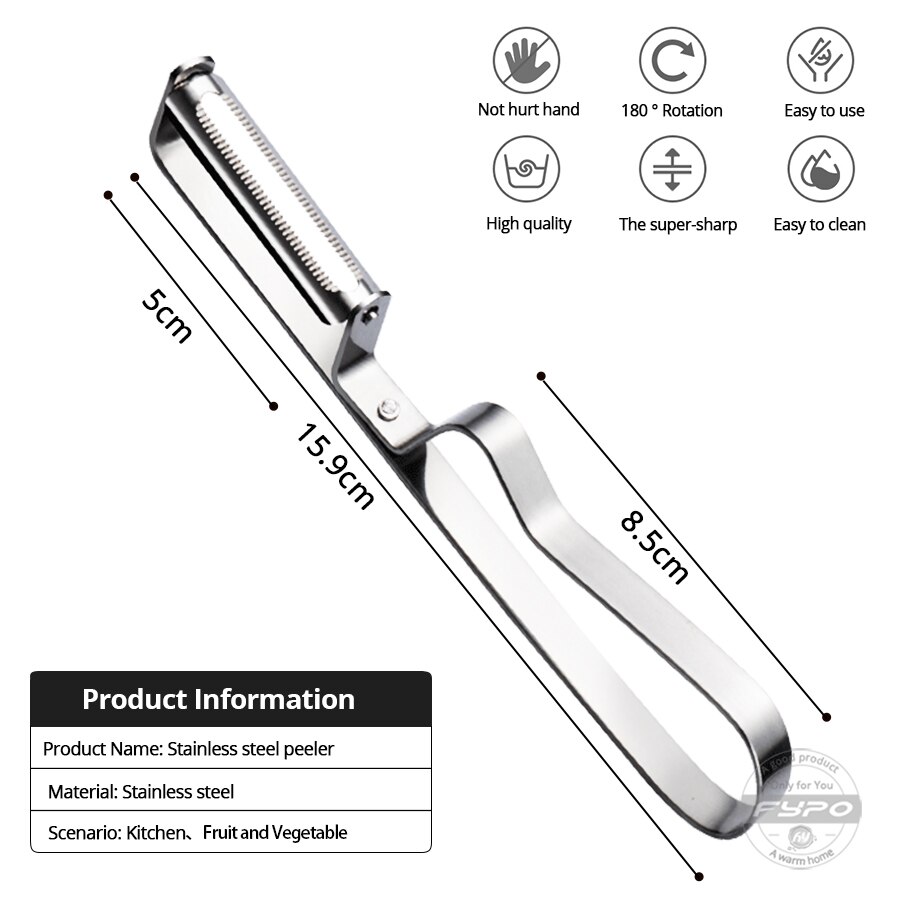 Fypo Stainless Steel Peeling Knife Multi-Function Vegetable Fruits Peeler Kitchen Gadget Knife Peeling Tool Kitchen Acssessory
