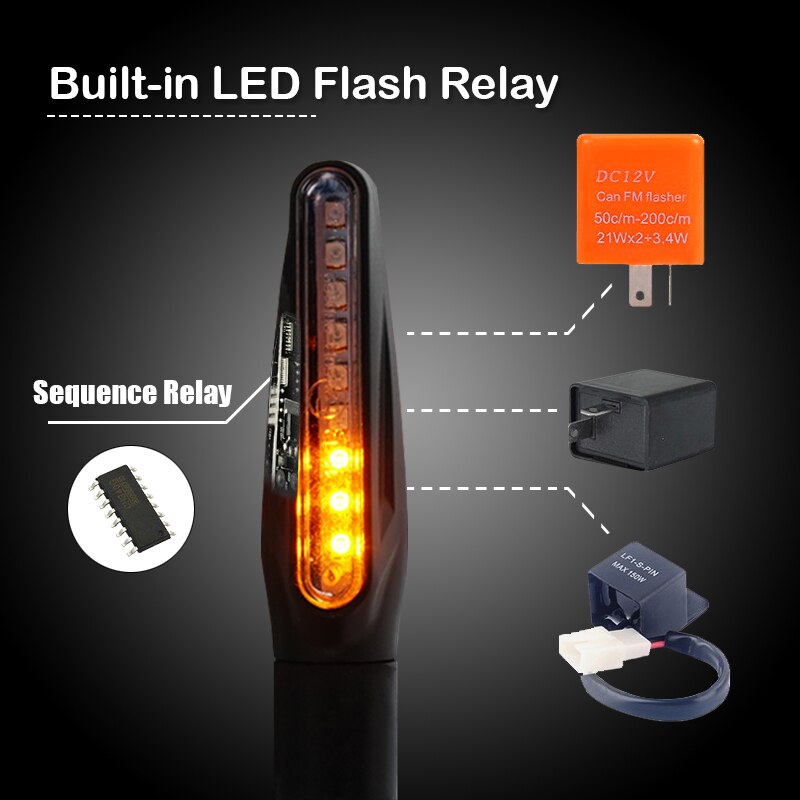 Emark led blinkers motorcykel signalljus  e24 led blinkers blinkande indikator böjbar bakre stoppsignal inbyggt led relä