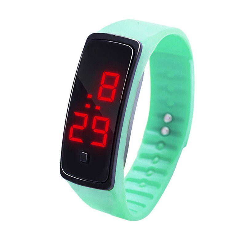 Mens Frauen Uhr LED Digital Anzeige Sport lässig Luxus Schwarz Armbinde Uhr freundlicher Studenten Kieselsäure Gel Uhr D9: Grün